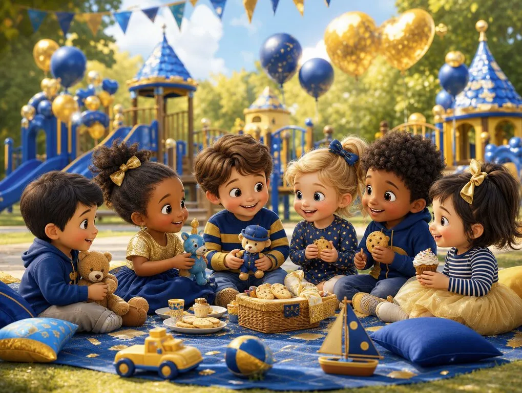 Ilustração da história A Festa da Partilha — livro infantil personalizado