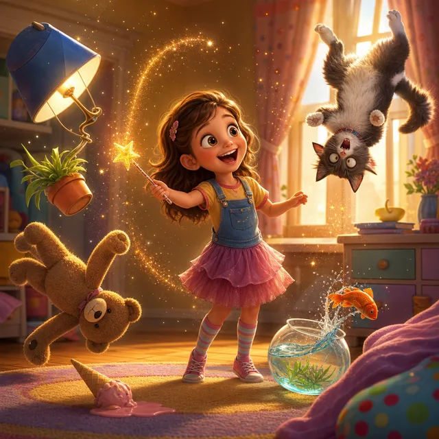 Ilustração da história A Varinha Atrapalhada — livro infantil personalizado