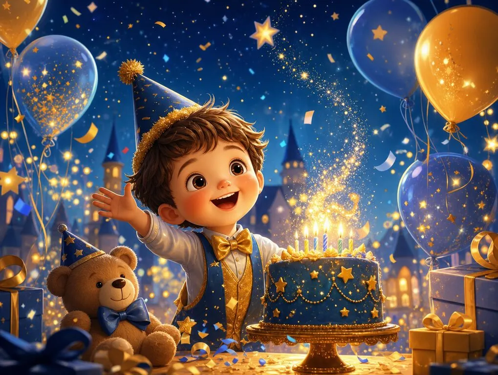 Ilustração da história O Aniversário Mágico — livro infantil personalizado