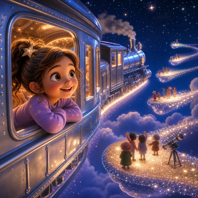 Ilustração da história O Trem das Estrelas — livro infantil personalizado