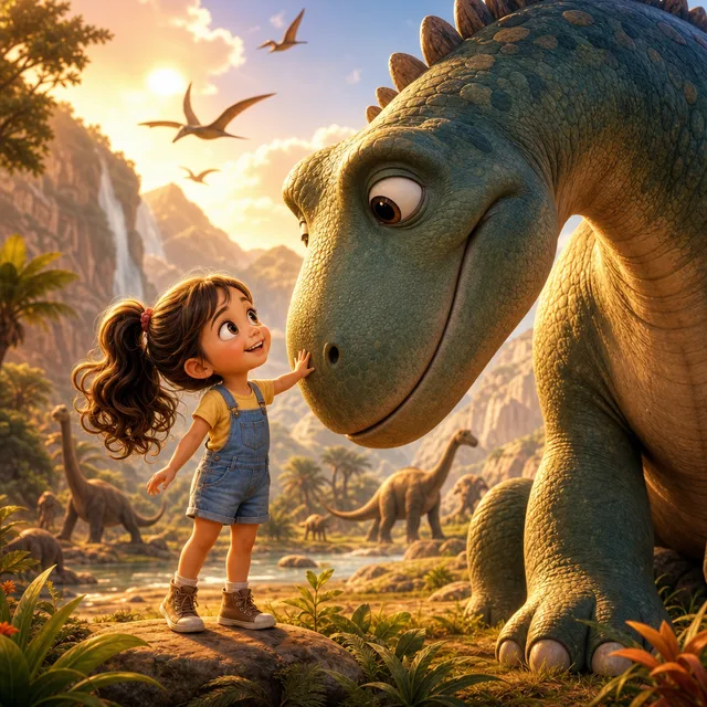 Ilustração da história O Planeta dos Dinossauros — livro infantil personalizado